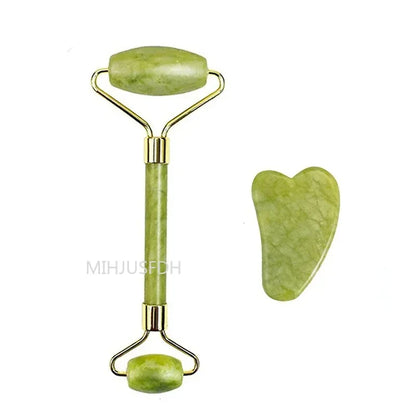 Natural Jade Roller Massager for Face Body Back Foot Massage Roller Facial Liftting Anti-wrinkle Double-end Gua Sha Jade Stone