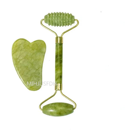 Natural Jade Roller Massager for Face Body Back Foot Massage Roller Facial Liftting Anti-wrinkle Double-end Gua Sha Jade Stone