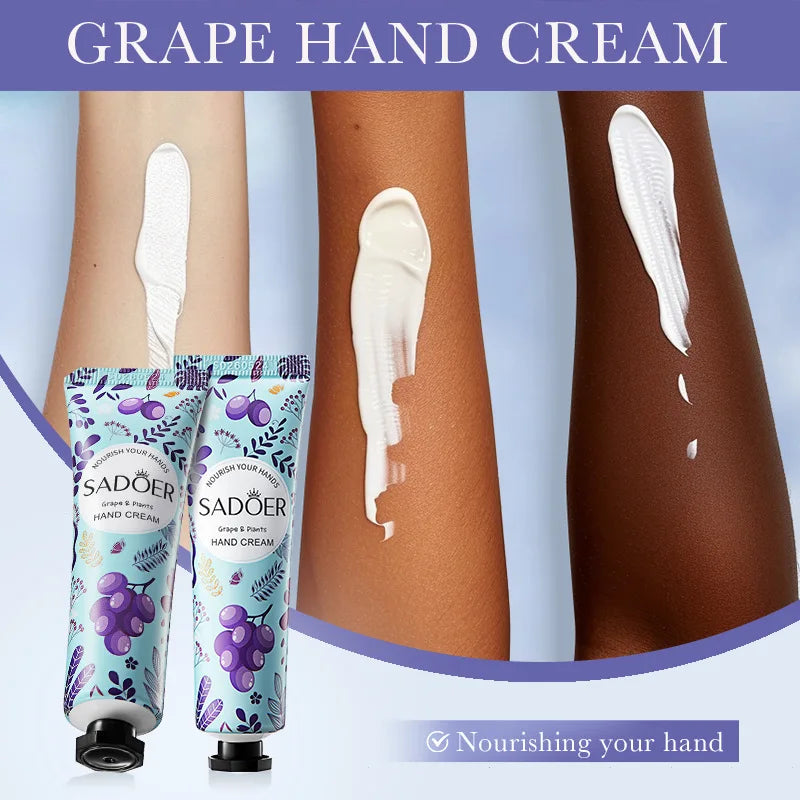 1/2pcs SADOER Grape Hand Cream Anti-Drying Crack Moisturizing Brightening Repairing Hand Creams For Hands Skin Care