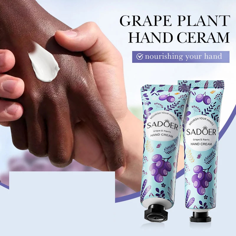 1/2pcs SADOER Grape Hand Cream Anti-Drying Crack Moisturizing Brightening Repairing Hand Creams For Hands Skin Care